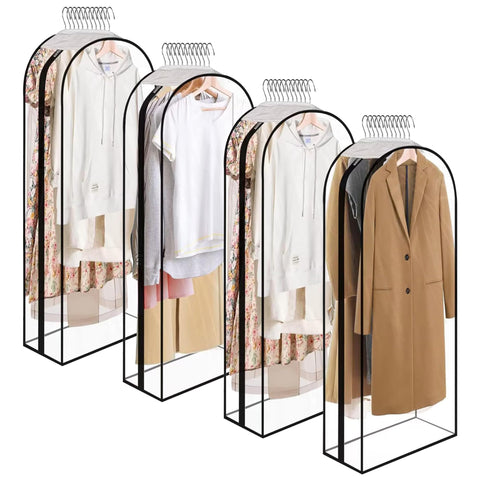 Garment Bags for Clothes 4 Pack: 60" Clear Long Dress and Suit Covers