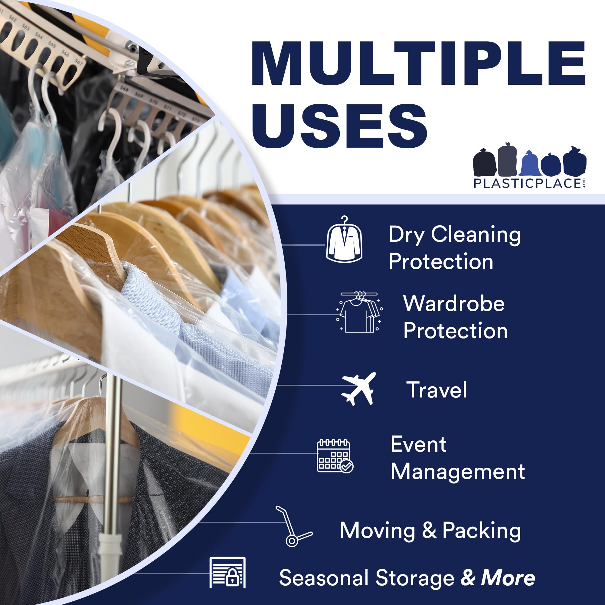 Plasticplace Clear Garment Bags │Plastic Coat Bag││1.0 Mil│21" X 4" X 54" (50 Count)