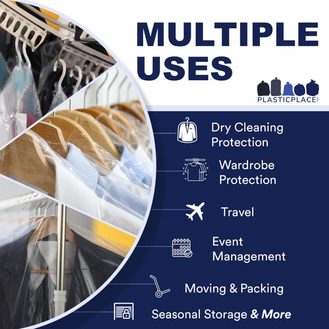 Plasticplace Clear Garment Bags │Plastic Coat Bag││1.0 Mil│21" X 4" X 54" (50 Count)