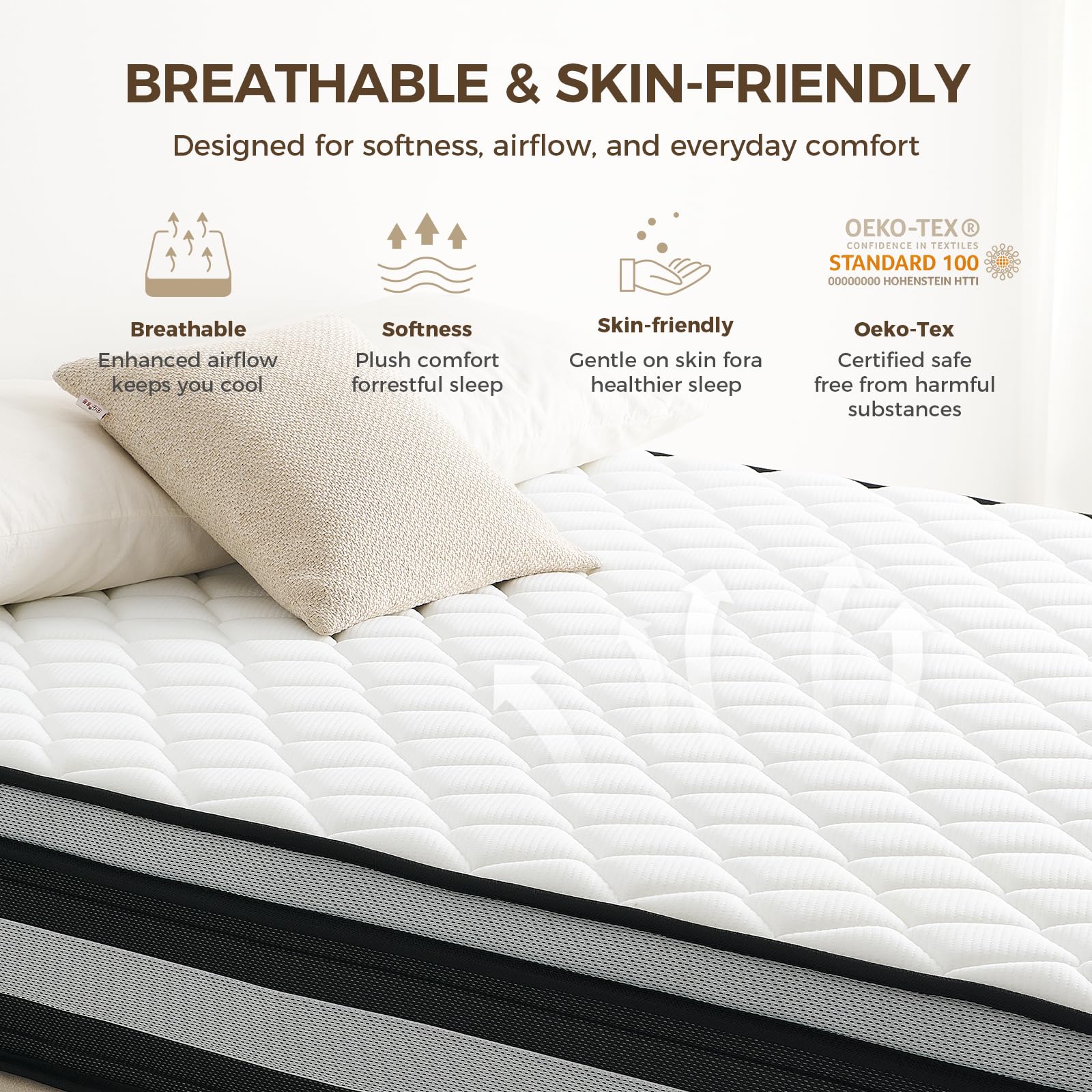 Resspry Single Mattress,10.6 Inch Hybrid Mattress