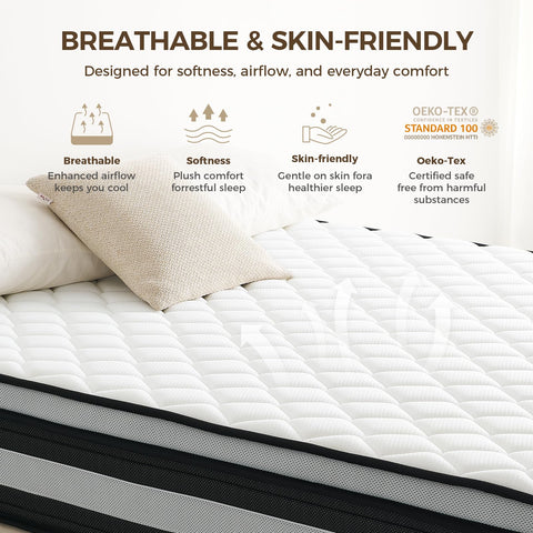 Resspry Single Mattress,10.6 Inch Hybrid Mattress
