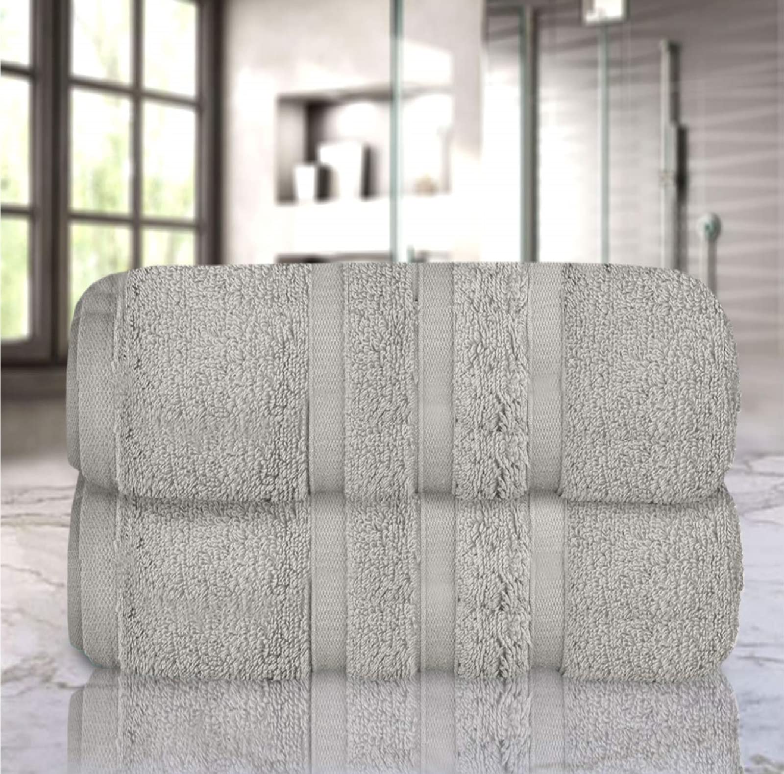 Uk Furniture 2 Pack Extra Large|95x200cm| Super Jumbo Bath Sheet Towels100% Egyptian Cotton 700GSM Super Soft Towel Set. (Silver)