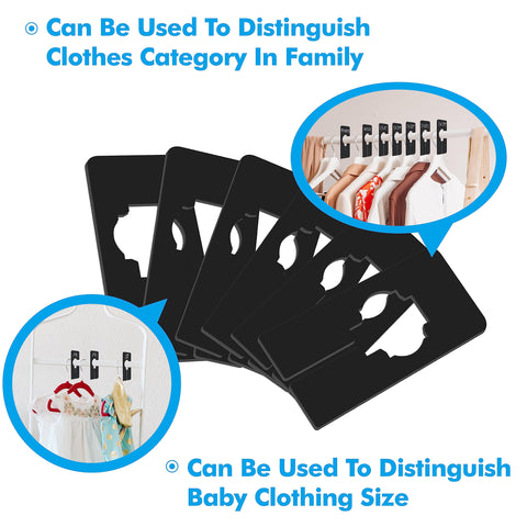 30 PCS Rectangular Closet Dividers with a Bonus Marker, Black Plastic Rectangle Clothing Size Dividers Writable and Reusable for Sorting Clothing