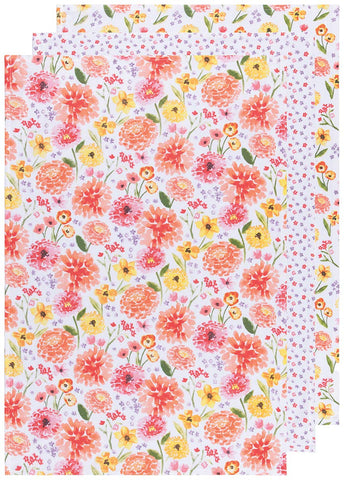 Now Designs Floursack Kitchen Towels Quick Dry Cotton Hand Towel Set, 3 Count, Cottage Floral, 20 x 30 in