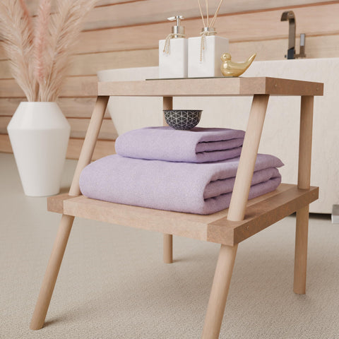 PETTI Artigiani Italiani - 100% Cotton Terry Bath Towels, 1+1 Towel Set, 2 Pieces 1 Face Towel and 1 Hand Towel, Lilac Towels