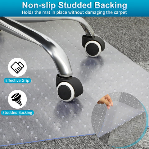 BesWin Office Chair Mat for Carpets, 75x120cm PVC Desk Chair Mat for Low Pile Carpeted Floors