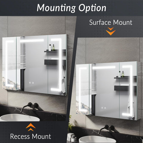 ELEGANT LED Bathroom Mirror Cabinet with Shaver Socket & 3 Colors, 80x60cm