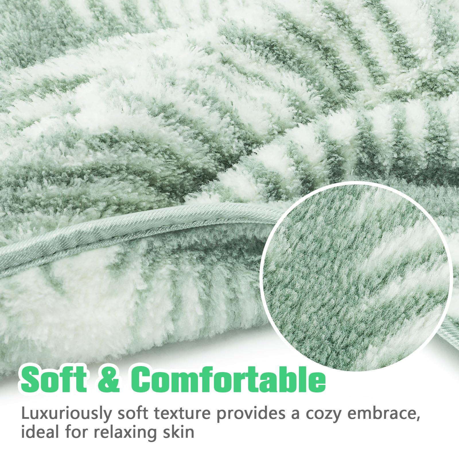 PHOGARY 1 Pack Green Leaf Towel, Reusable Soft Flannel Bath Towel Hand Body Facial Cleansing‌ Hair drying Towel for Bathroom, Kitchen, Gym, Spa