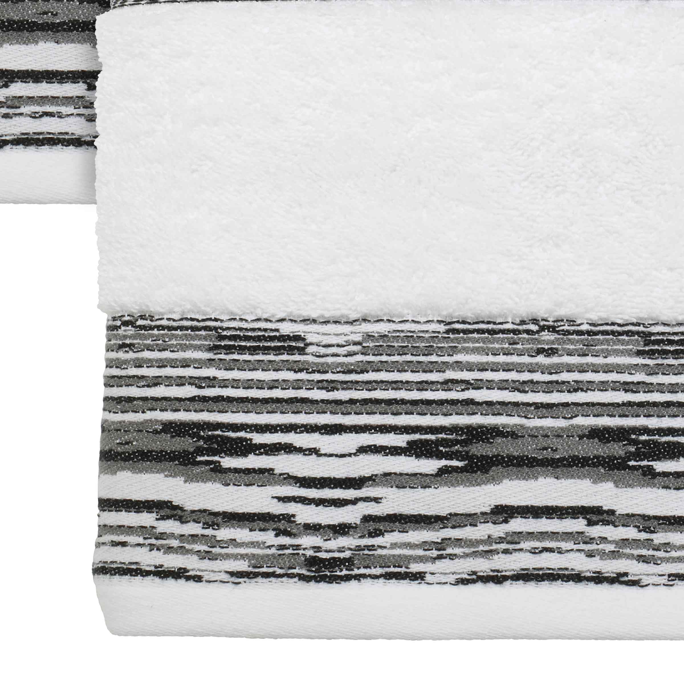 Nicole Miller - Towels, 4pc Soft & Absorbent Towel Set, Dorm Room Essentials (Syndey Collection, White/Black)