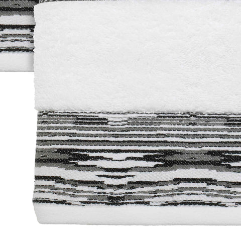 Nicole Miller - Towels, 4pc Soft & Absorbent Towel Set, Dorm Room Essentials (Syndey Collection, White/Black)