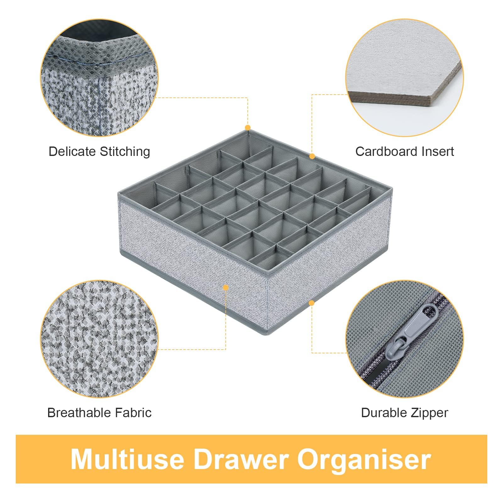 DIMJ Underwear Organiser - 24 Cell Drawer Dividers for Clothes, Set of 2