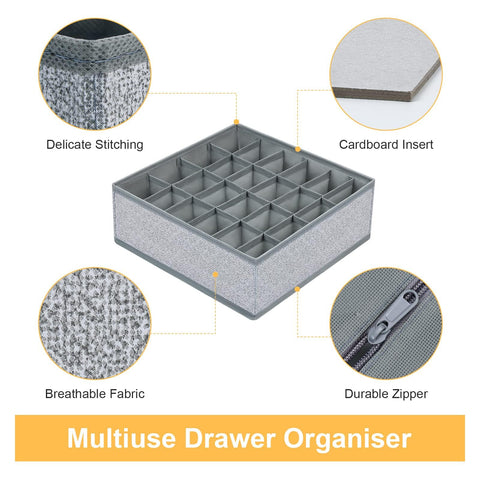 DIMJ Underwear Organiser - 24 Cell Drawer Dividers for Clothes, Set of 2
