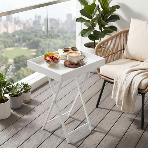 HOOBRO Folding TV Tray Table for Eating, Snack Dinner Side Table with Removable Serving Tray, Foldable Bedside Occasional Coffee Table