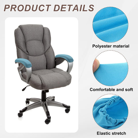 sourcing map Chair Armrest Slipcovers Covers, 22 x 7cm Polyester Removable Seat Hand Rest Protector for Office Chairs Desk Chair(Lake Blue)
