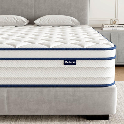Mellsom King Mattress, Memory Foam 7-Zone Pocket Spring hybrid Mattress