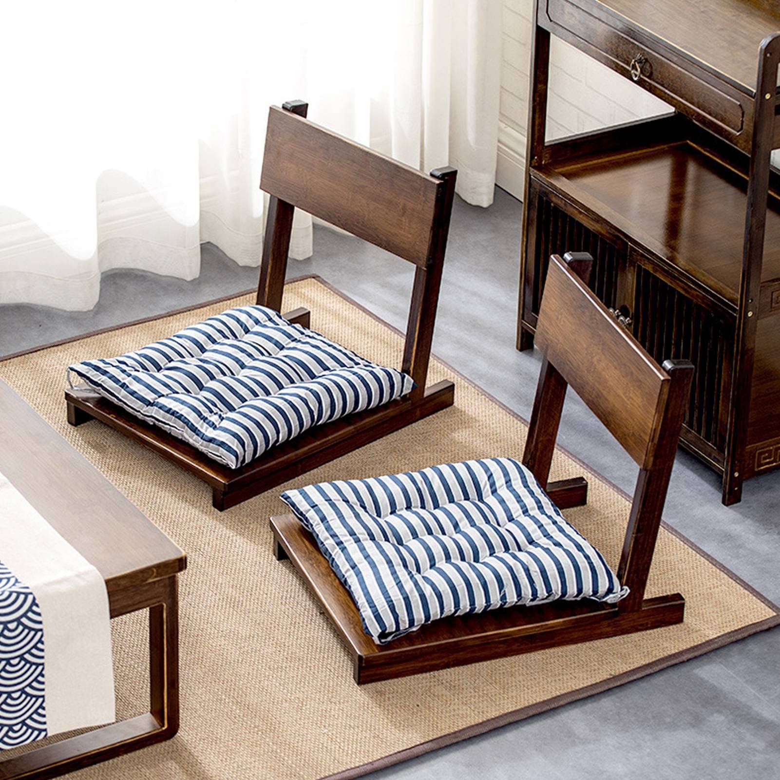 Bamboo Portable Floor Chair, Smoothly Polished Tilt Backrest Tatami Chair, Japanese Legless Floor Seat Chair