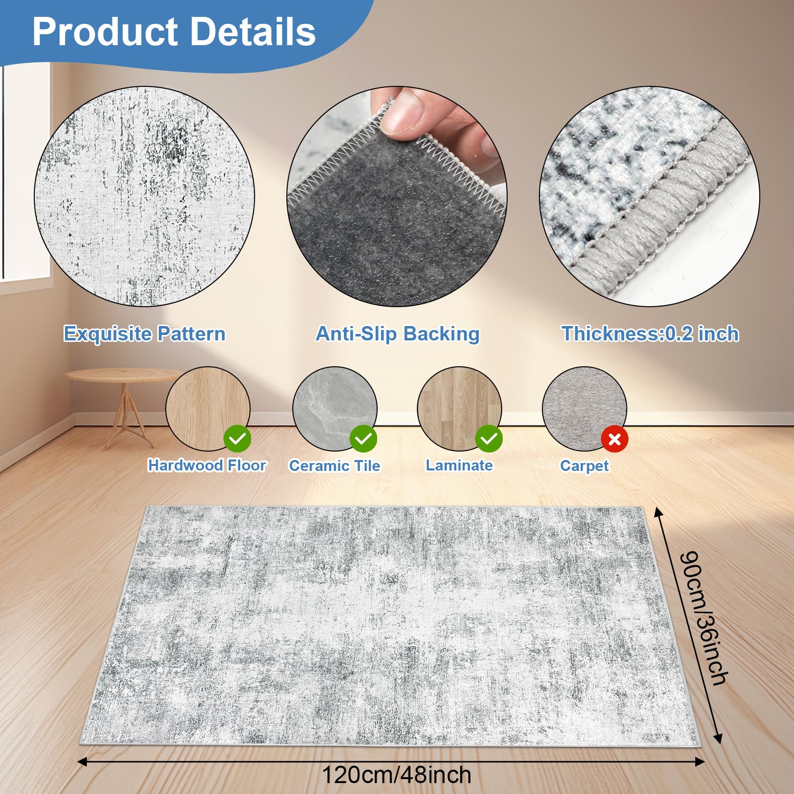 Capslpad Office Chair Mats for Hardwood Floor 90x120cm Non-Slip Modern Abstract Home Multi Purpose Chair Mat Low Pile Floor Protectors Computer Chair