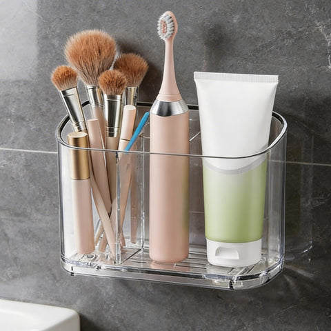 2Pcs 2-Slot Electric Toothbrush Holder Wall & Counter, No-Drill
