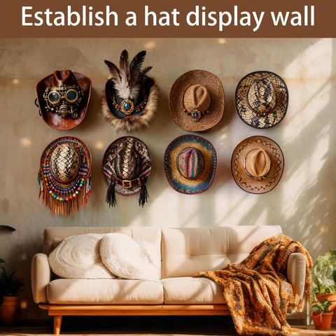 ZHABAYEN 8 Pcs Adhesive Hat Hooks,No Drilling Cap Hooks for Wall