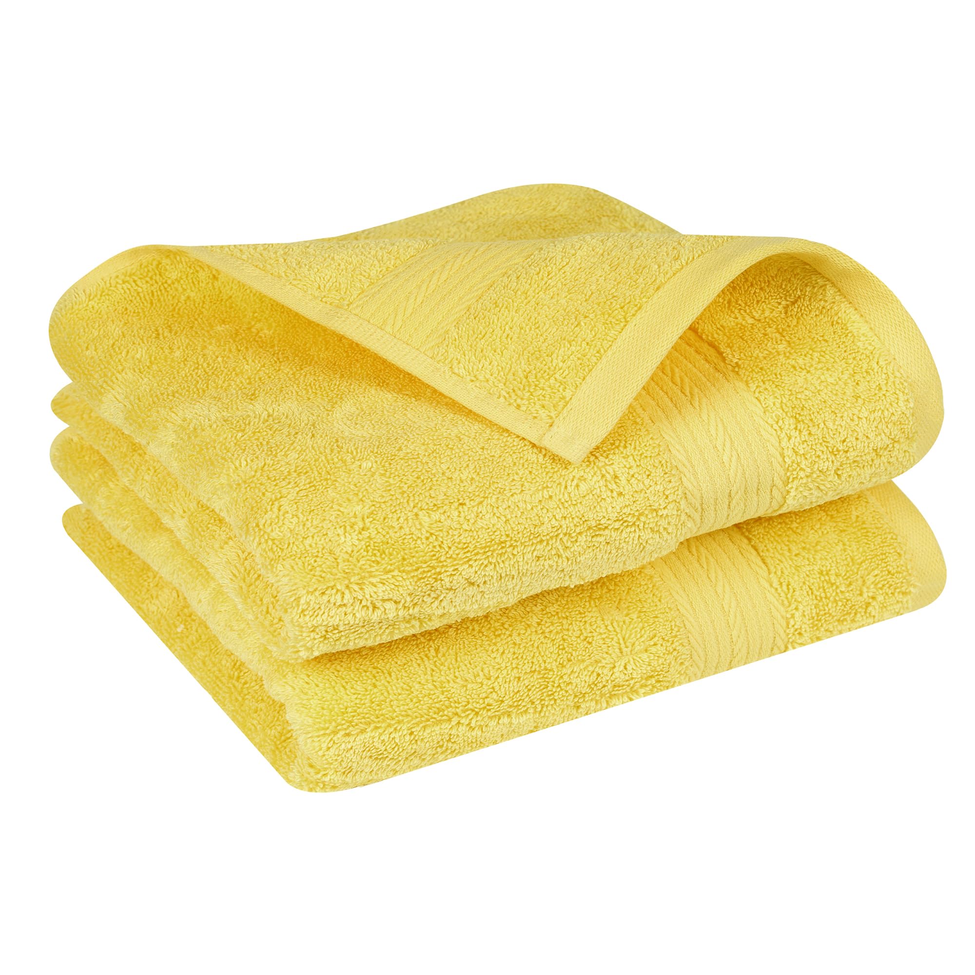 Ample Decor Hand Towel Set of 2 – 46 x 72 cm, 400 GSM, 100% Cotton – Quick-Drying, Super Absorbent – Ideal for Bathroom, Gym, Spa – Yellow