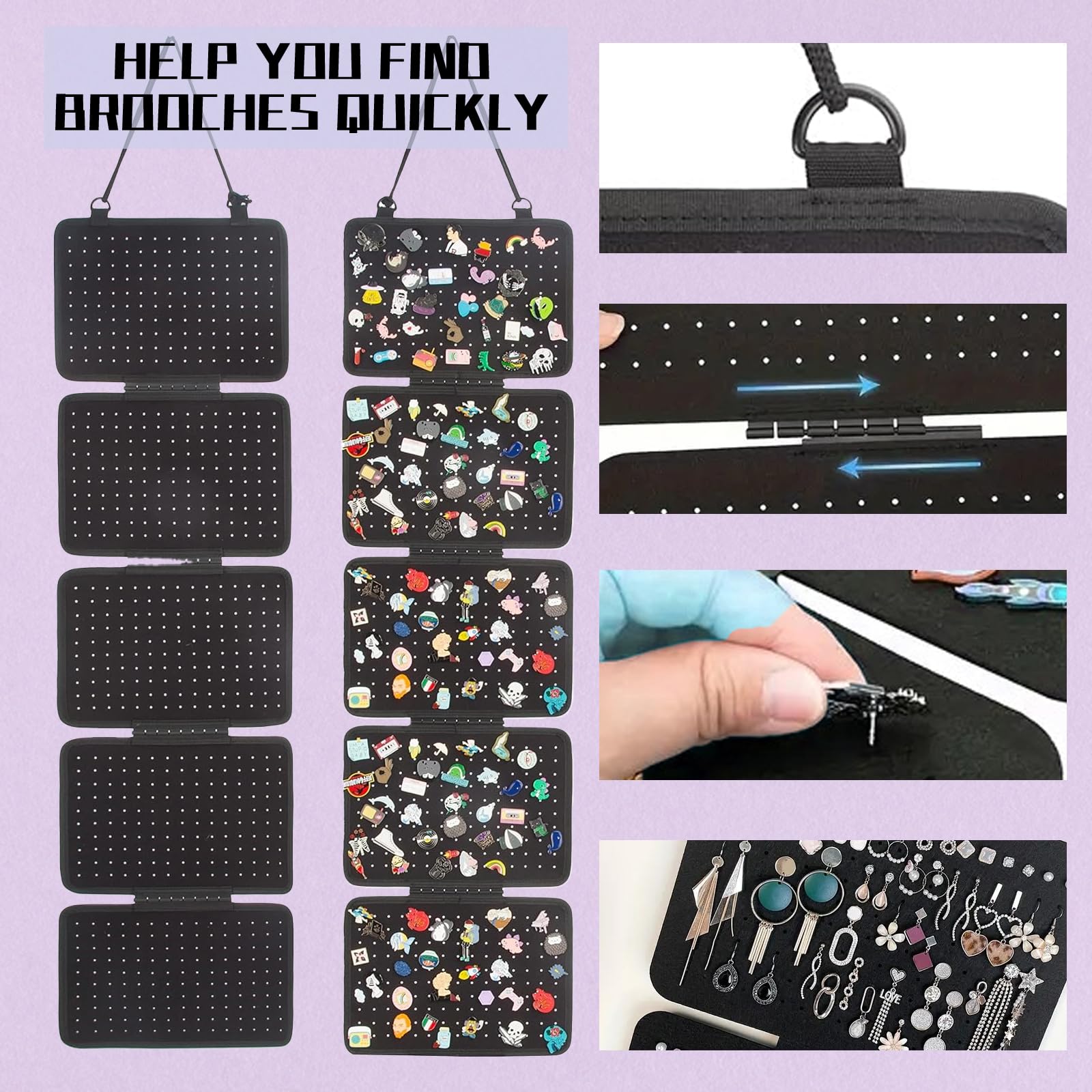 TUBAWD Pin Badge Display, Pin Display, Enamel Pins Displays – 5-Sheet Removable Felt Organizer Board with 850 Holes