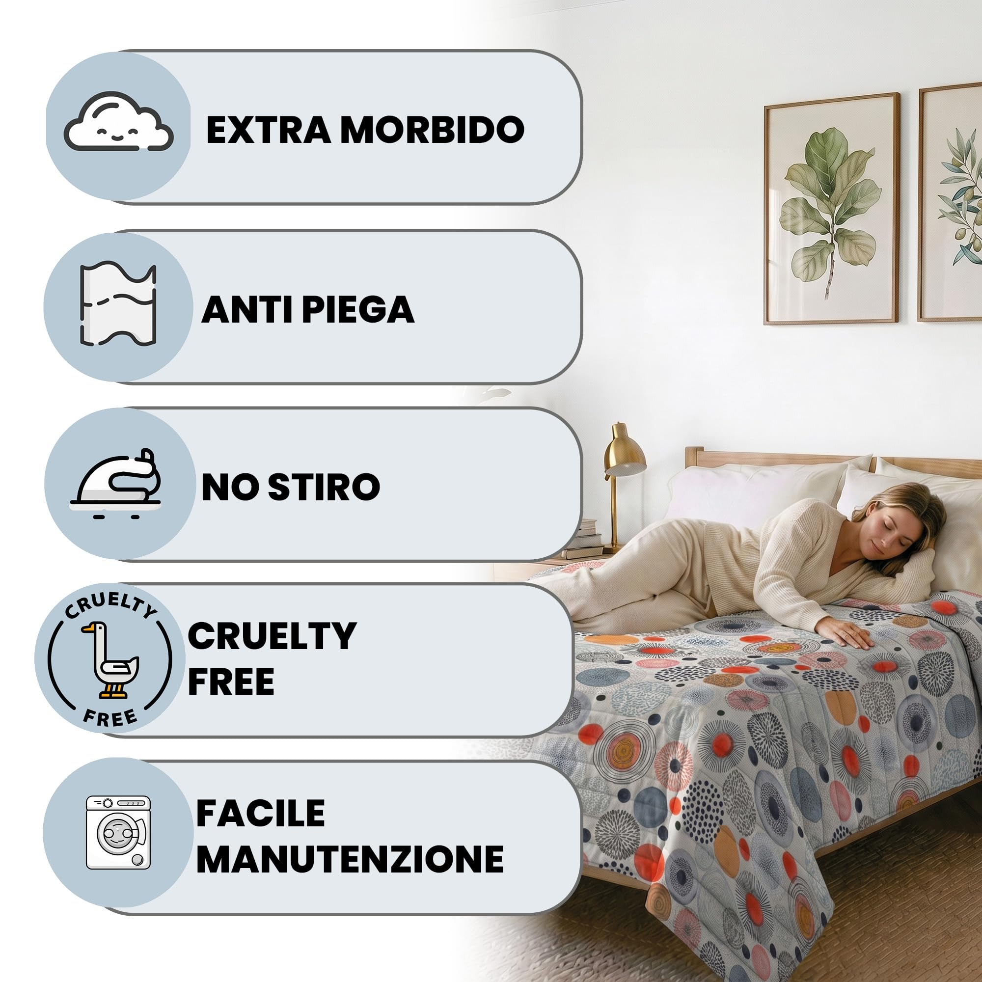 Italian Bed Linen Fantasy Printed Summer Quilt, Polyester Filling, Acquerello, 260 x 270 cm
