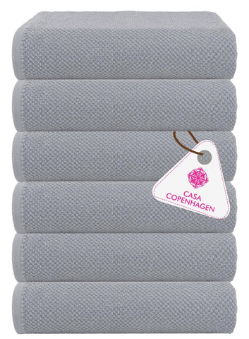 CASA COPENHAGEN Popcorn Textured 6-Piece Small Bath Towel Set - Grey Violet, 550 gsm, 6-piece small bath towels