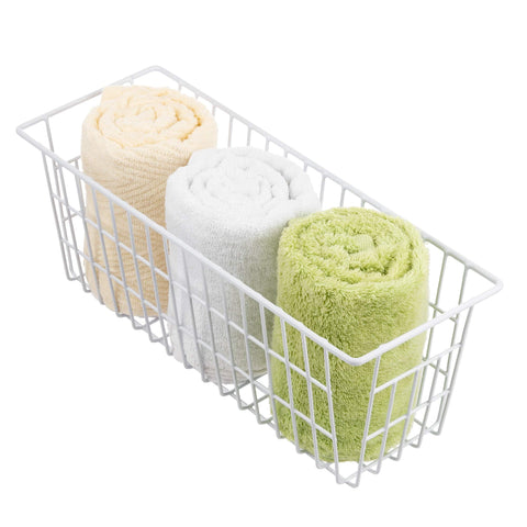 iPEGTOP Metal Wire Food Storage Organizer Bin Basket with Handles. Narrow Kitchen Refrigerator Storage Basket for Kitchen Cabinets, Pantry, Bathroom