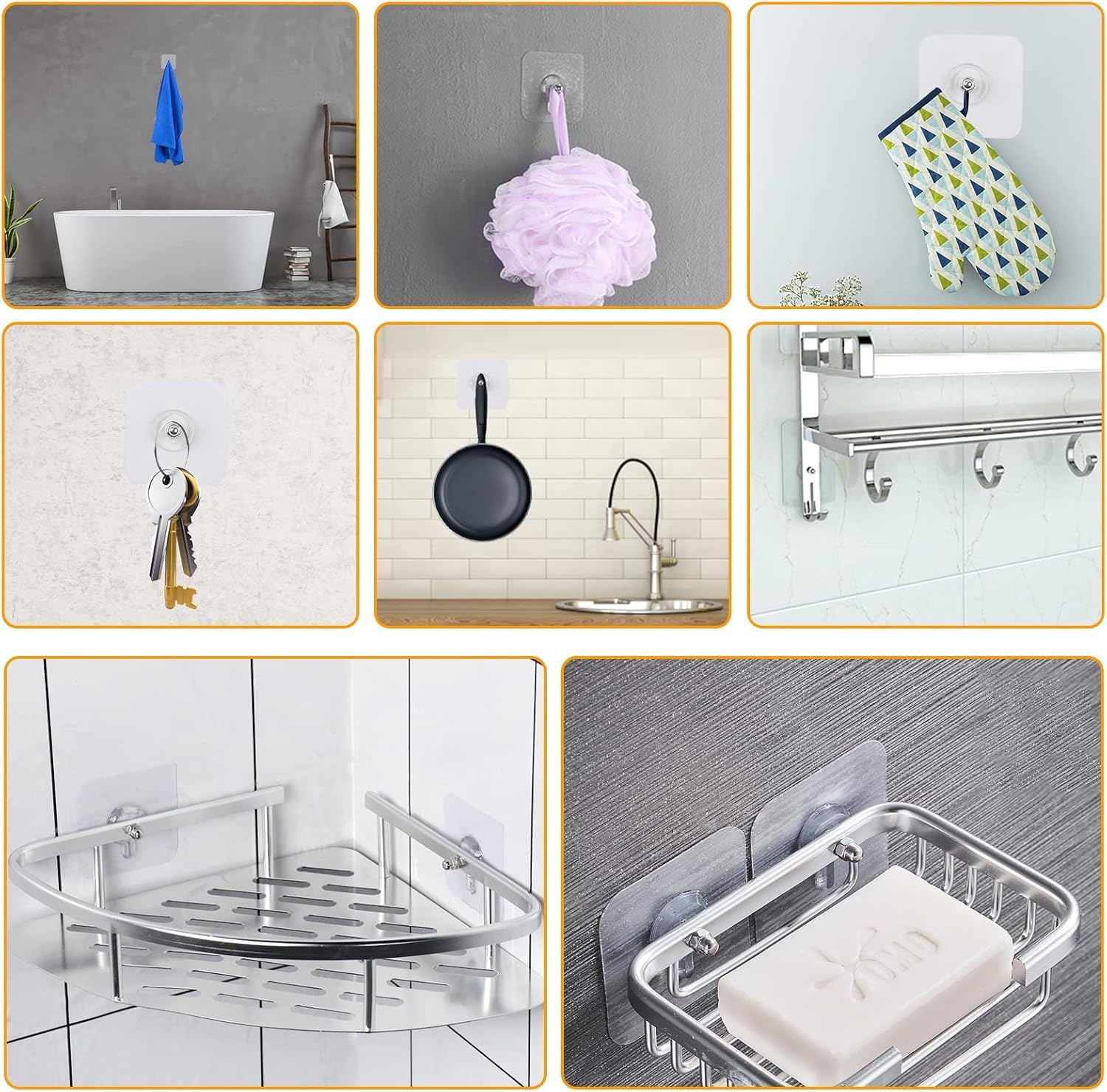 Celbon Shower Caddy Adhesive Replacement Transparent Shower Caddy Adhesive Stickers, Strong Stikcer Pad for Shower Caddy Basket Shelf, Soap Holder