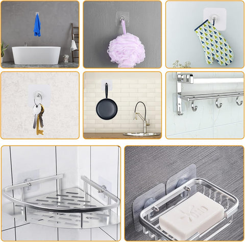 Celbon Shower Caddy Adhesive Replacement Transparent Shower Caddy Adhesive Stickers, Strong Stikcer Pad for Shower Caddy Basket Shelf, Soap Holder