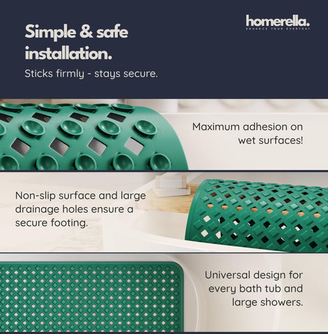 homerella Bath Mat Non Slip Anti Mould 88x39cm Shower Mat Non Slip Bath Mat