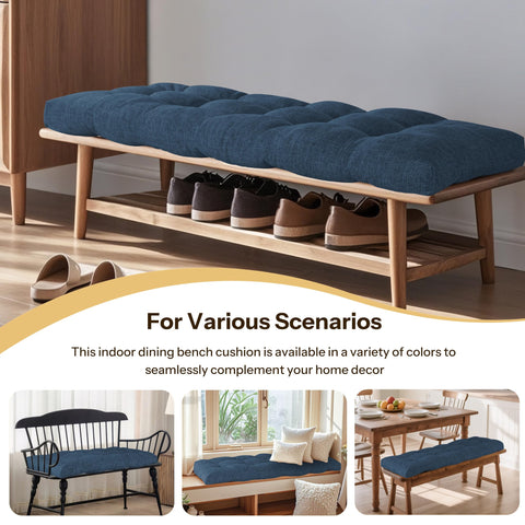 FlyGulls Indoor Bench Cushion for Indoor Furniture 106x40cm Navy