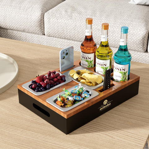 Mihoho Couch Bar, Sofa Organiser On Side Tables, Coffee Table, Wooden Coffee Bar As Beer Gifts For Men