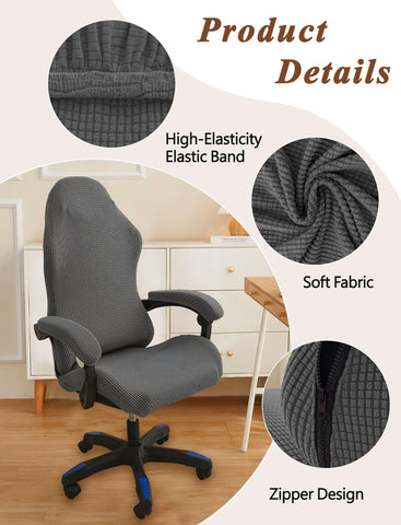 HonorHut Non Slip Thick Chair Cover Computer Chair Cover Corduroy Grey