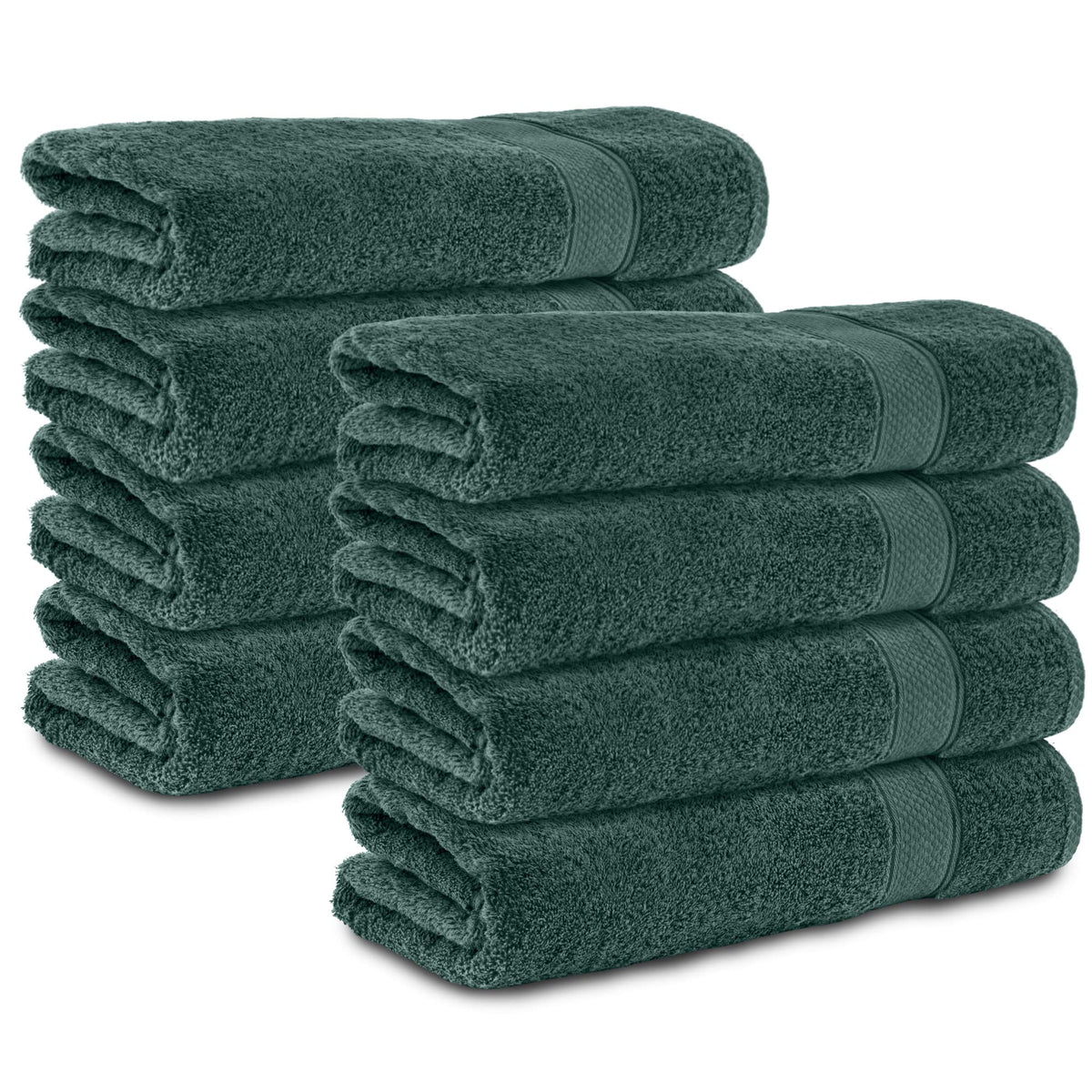 Komfortec Set of 8 Hand Towels 50 x 100 cm 100% Cotton Terry Cloth Soft Dark Green
