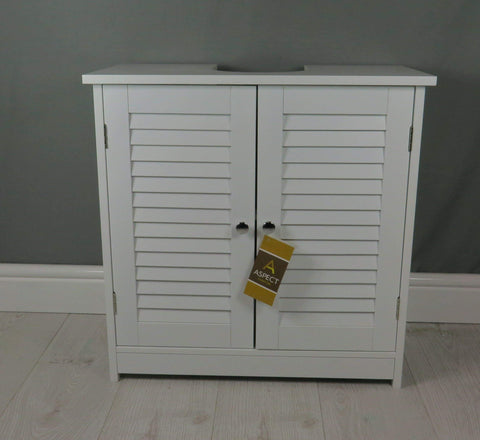 Aspect BR108 OSLO BATHROOM STORAGE UNDER SINK CABINET-WHITE, Engineered Wood, 60x30x60cm