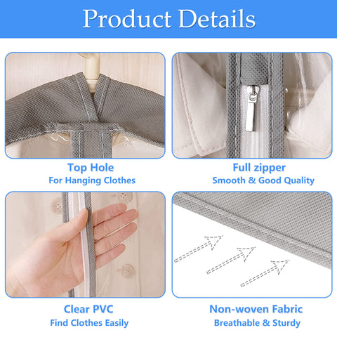 laeeyin Garment bags Suit cover bags for hanging clothes 100cm, Moth Proof Dress Bag Covers Damp-proof Suit Storage Bag Clothes