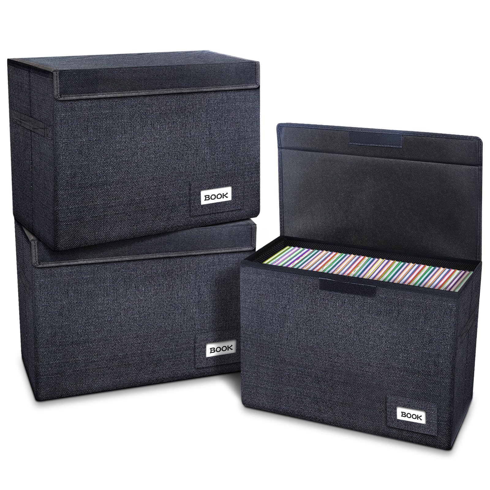 Leffis 3 Pack Comic Book Storage, Comic Book Box 15.5" X 7.5" X 11.3", Collapsible Comic Short Box with Lids Holds 150 Comics Heavy Duty Comic Book