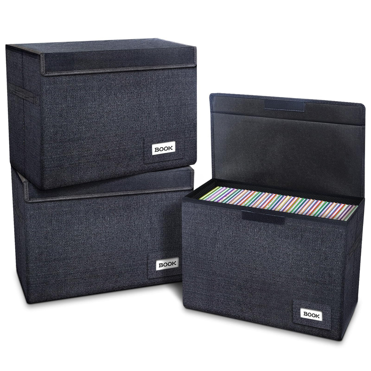 Leffis 3 Pack Comic Book Storage, Comic Book Box 15.5" X 7.5" X 11.3", Collapsible Comic Short Box with Lids Holds 150 Comics Heavy Duty Comic Book