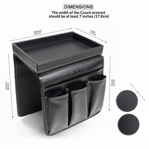 GLOCHYRA Armchair Caddy Remote holder for Recliners Armrest Organizer PU Leather - 5 Pockets Chair Caddy for phone