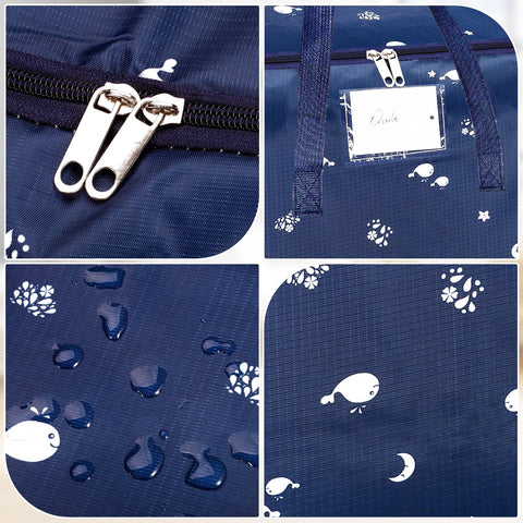 4 Pcs 105L Large Moving Bags Oxford Fabric Storage Bags with Zips, Blue