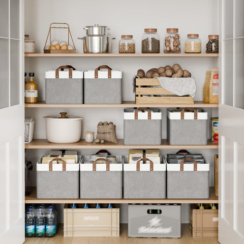 StorageWorks Fabric Storage Baskets for Shelves, Wardrobe Storage Boxes for Clothes, Large Storage Bins with Metal Frame