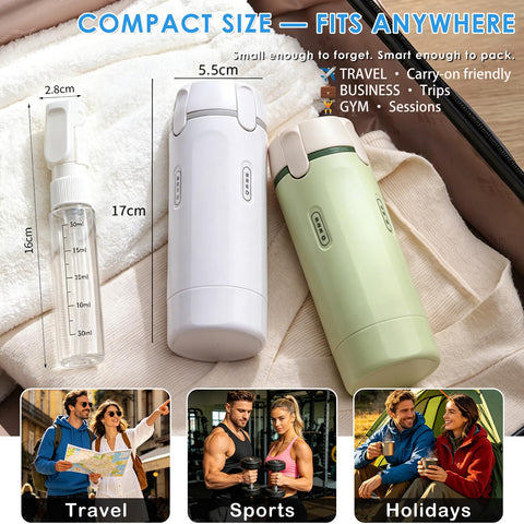 4 in 1 Travel Bottle Dispenser, 4 Pack 30ML Travel Shampoo Bottles, Leak Proof Refillable Travel Containers for Toiletries with Scale and Label