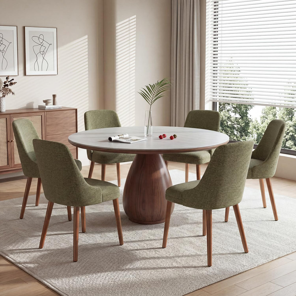 Dining Chairs Set of 6, Upholstered Dining Room Chairs with Ergonomic High Back, Thick Padded Seat, Skin-Friendly Fabric