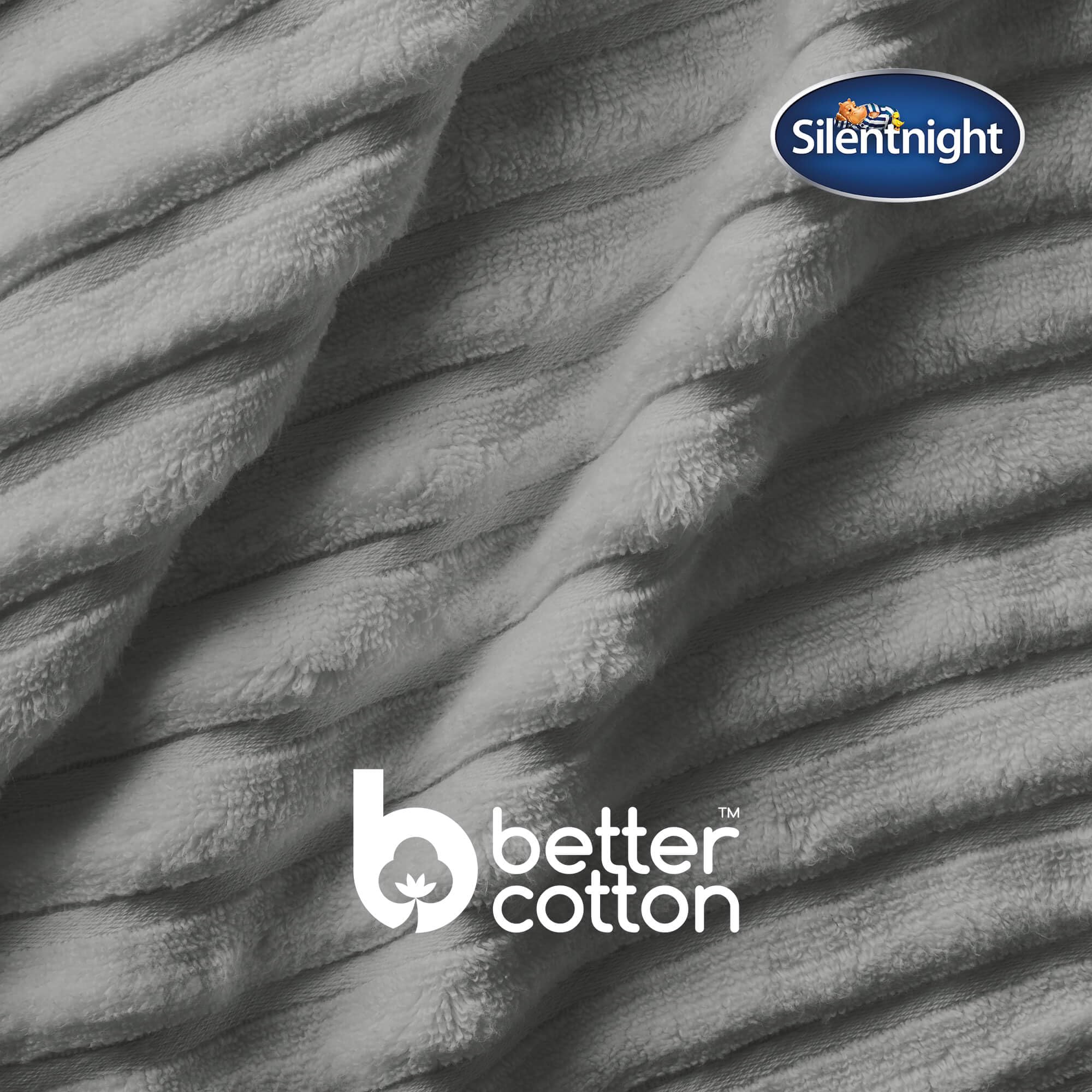 Silentnight Ribbed Cotton Bath Sheet - Luxuriously Soft & Super Absorbent Deep Thick Pile Towel - 100% Cotton BCI - Textured Dense Ribbed Bath Sheet