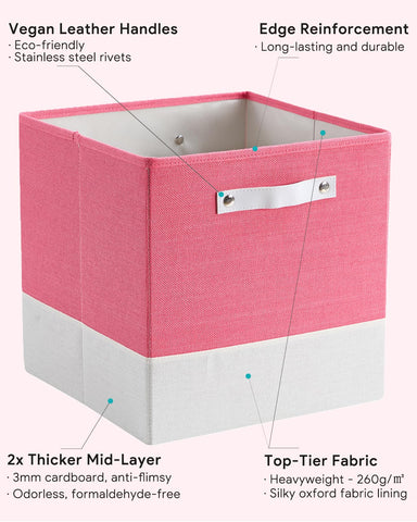 FABINADO Storage Boxes Fit KALLAX | 260g/㎡ Fabric Cubby Organizer Basket for Bookshelf, Closet, Wardrobe | Cube Unit Drawer Insert | 4 Pack