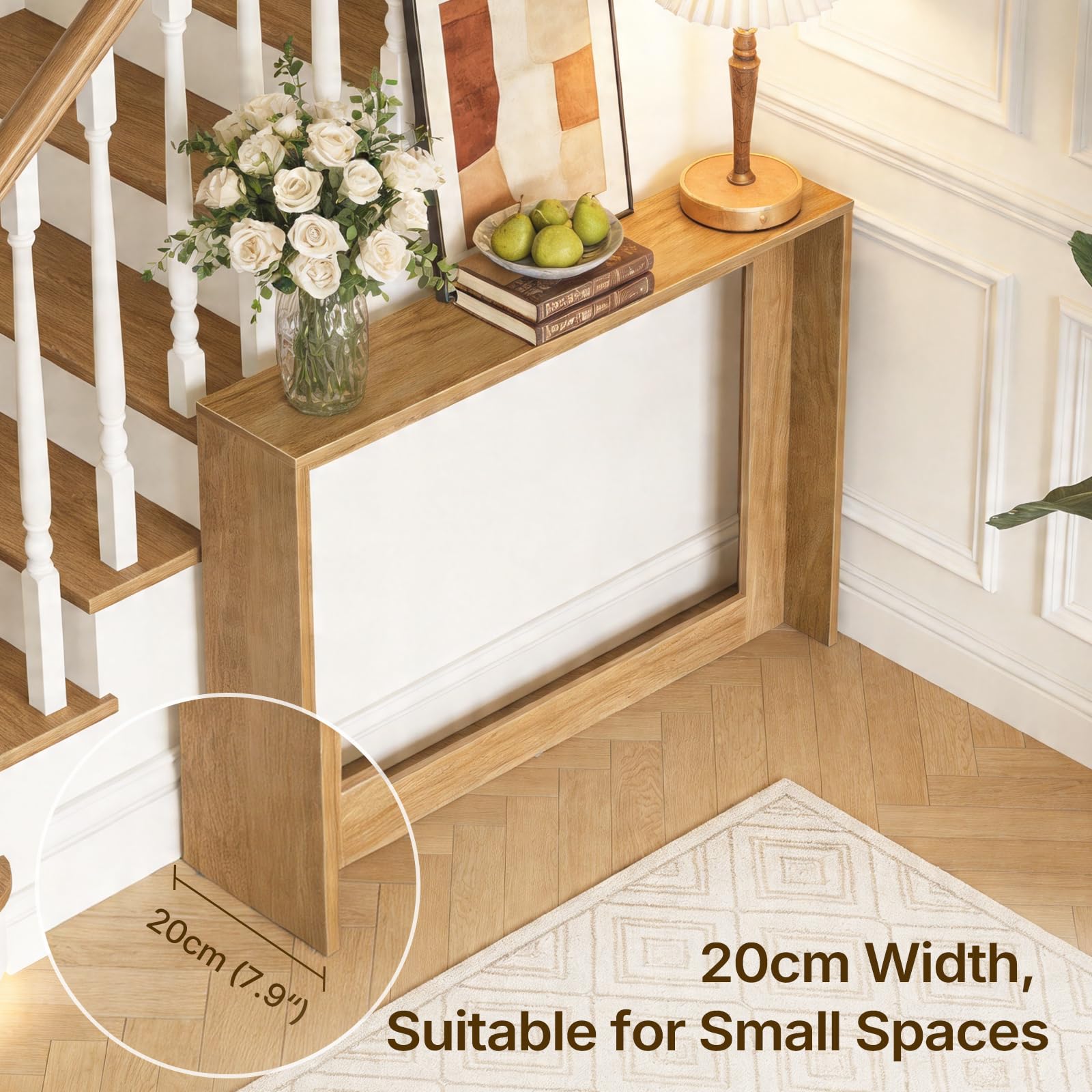 YATINEY 100 cm Farmhouse Console Table with Storage for Small Spaces