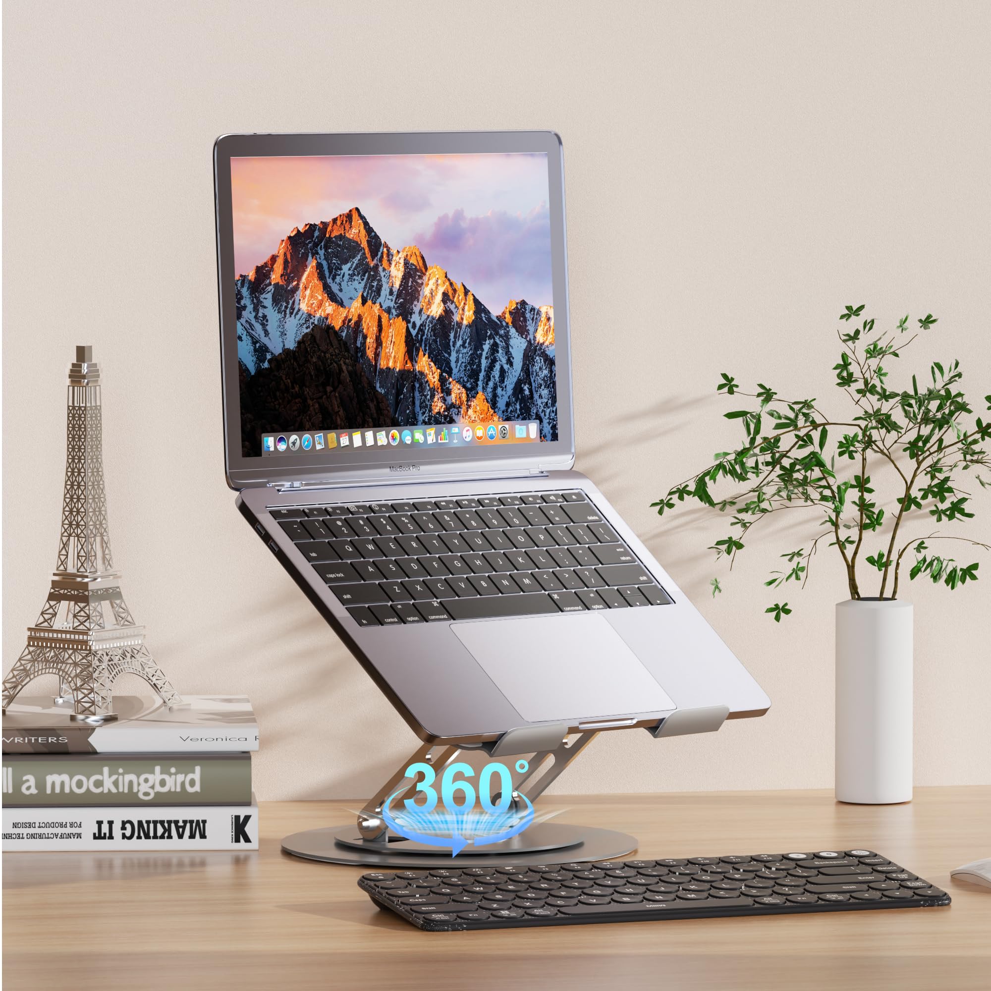 Uwenkjie Portable laptop stand, 360 degree rotation, ergonomically designed foldable computer stand, adjustable height