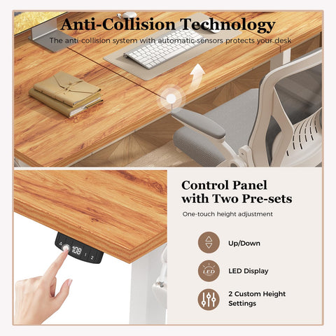 Klicelor Electric Standing Desk, 2 Memory Buttons for stand & sit, 120x60