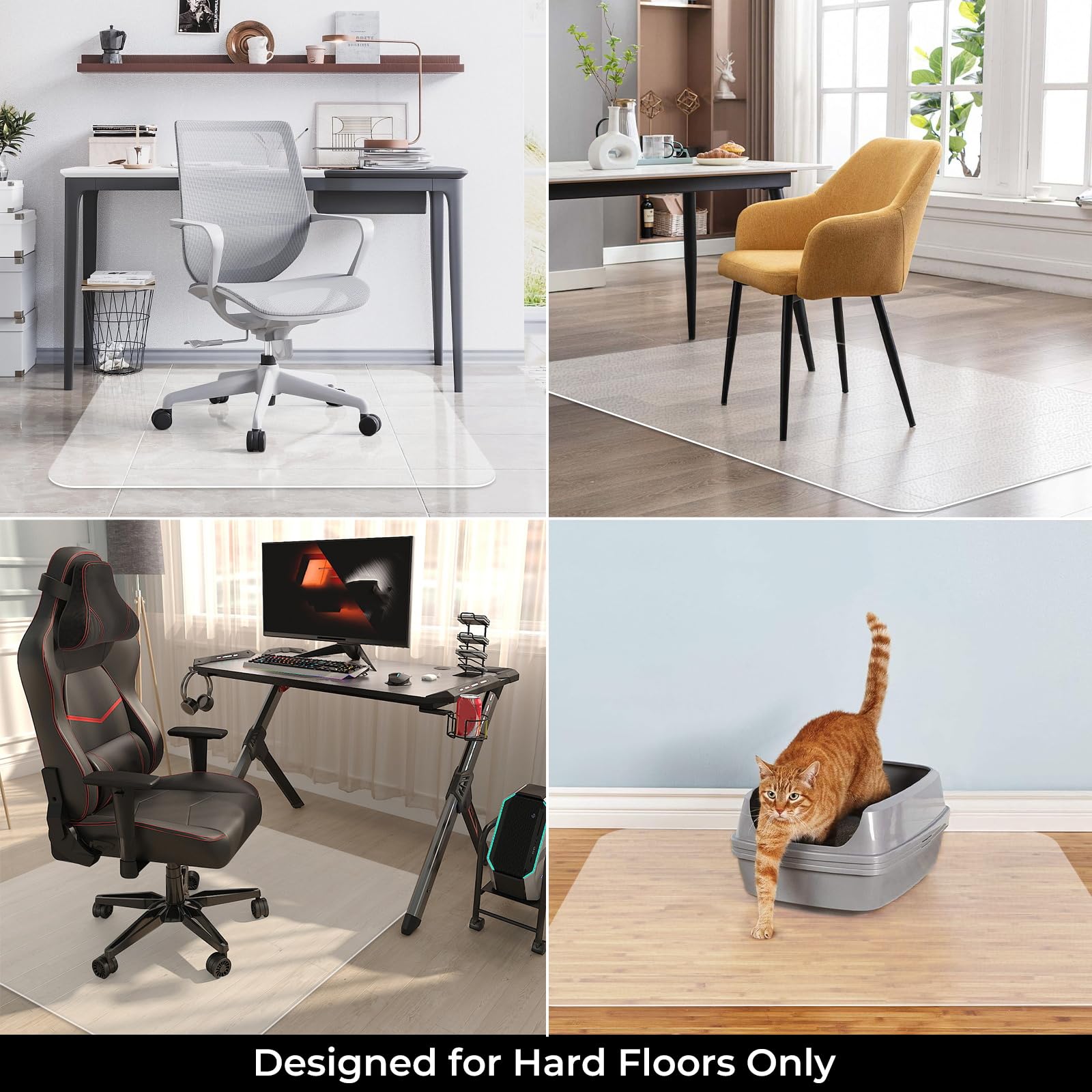 Office Chair Mat for Hard Wood Floors 90x120cm Heavy Duty Floor Protector Computer Desk Chair Mats for Rolling Chairs, Easy Clean